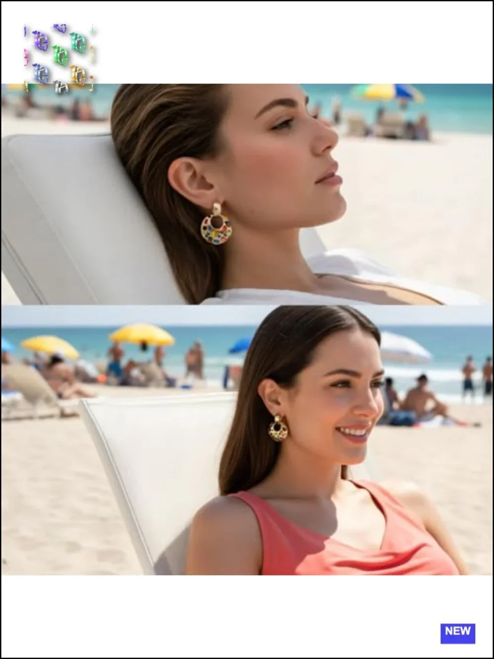 Chunky Door Knocker Drop Earrings with Multicolor Crystal